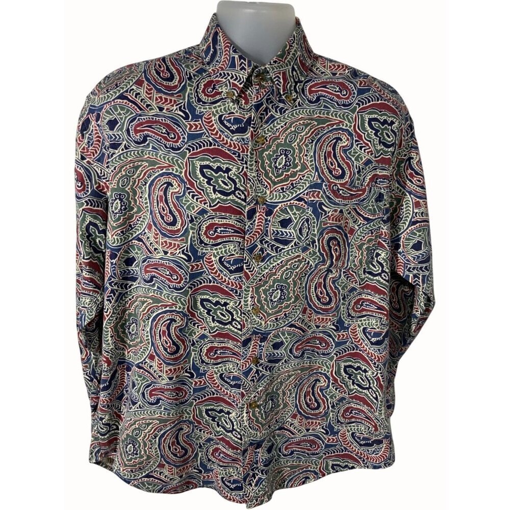 Cambridge Classics Mens Medium Multicolor Paisley Button Up Long Sleeve Shirt